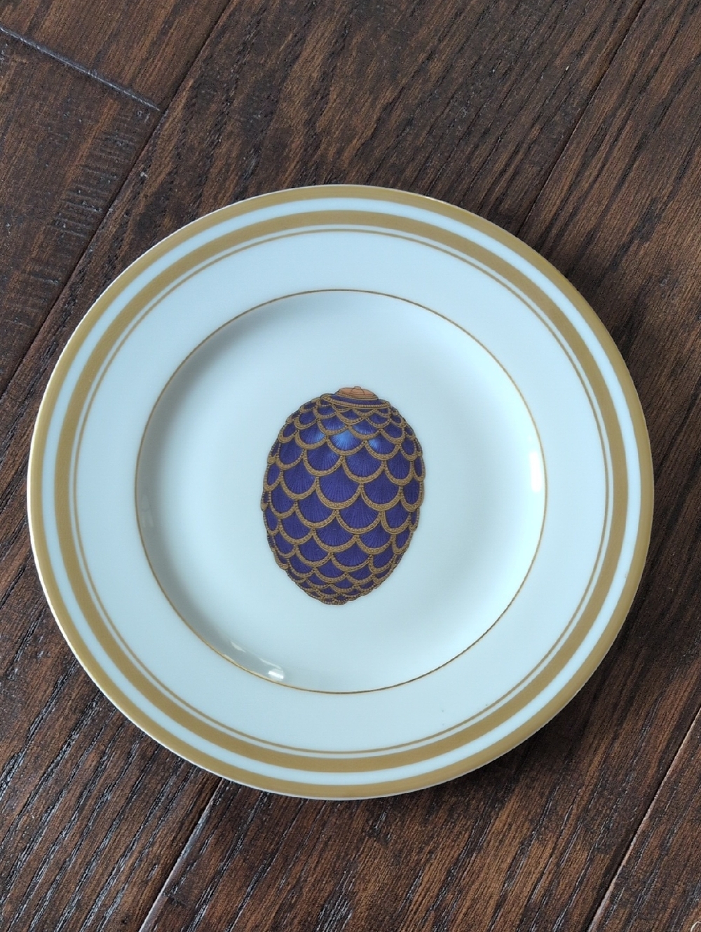 FABERGE I Limoges French Imperial Egg Collection Pinecone Pattern Salad Plate - Picture 2 of 14